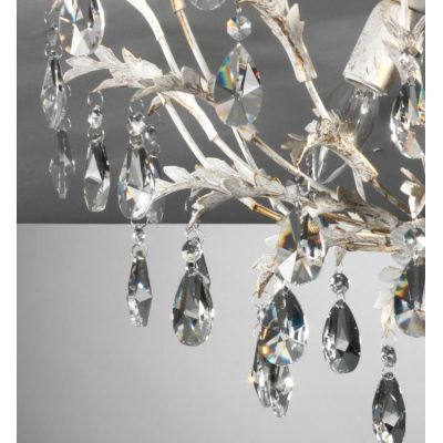 CESTA PLAFONIERA CLASSICA 3 LUCI DIAMETRO CM 55 AVORIO ANTICO CON DECORAZIONI IN CRISTALLO CRISTALENSI LIGHT - Cristalensi Shop