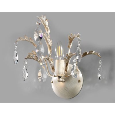 CESTA APPLIQUE CLASSICA IN METALLO FINITURA AVORIO ANTICO CON DECORAZIONI IN CRISTALLO CRISTALENSI LIGHT - Cristalensi Shop Onli