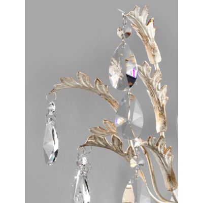 CESTA APPLIQUE CLASSICA IN METALLO FINITURA AVORIO ANTICO CON DECORAZIONI IN CRISTALLO CRISTALENSI LIGHT - Cristalensi Shop Onli