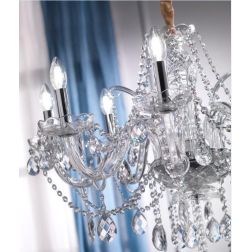 SVETLANA LAMPADARIO ELEGANTE CON 8 LUCI CLASSICO IN VETRO TRASPARENTE CON PENDAGLI IN CRISTALLO CRISTALENSI LIGHT - Cristalensi 2