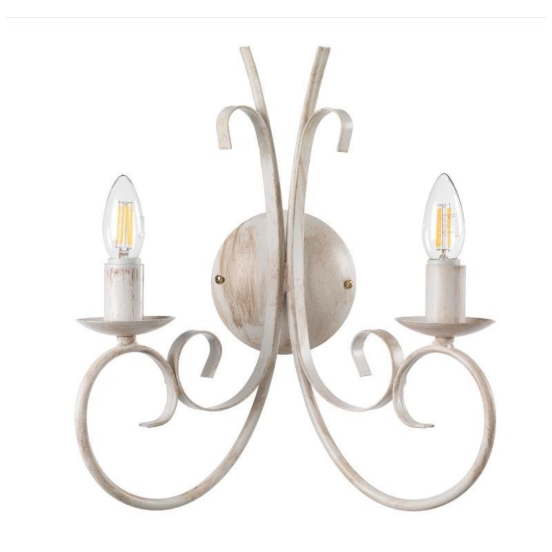 POMPEI LAMPADA DA PARETE CLASSICA A 2 LUCI IN METALLO NERO O BIANCO INVECCHIATO CRISTALENSI LIGHT - Cristalensi Shop Online