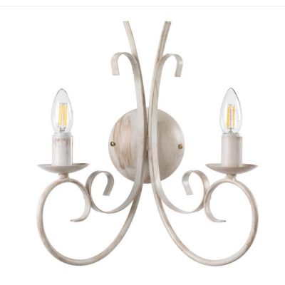 POMPEI LAMPADA DA PARETE CLASSICA A 2 LUCI IN METALLO NERO O BIANCO INVECCHIATO CRISTALENSI LIGHT - Cristalensi Shop Online