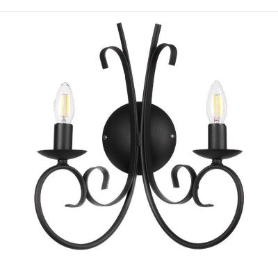 POMPEI LAMPADA DA PARETE CLASSICA A 2 LUCI IN METALLO NERO O BIANCO INVECCHIATO CRISTALENSI LIGHT - Cristalensi Shop Online