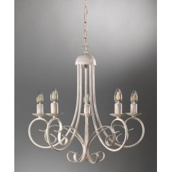 POMPEI LAMPADARIO CLASSICO CON 5 LUCI IN METALLO NERO O BIANCO INVECCHIATO CON LAMPADINE A VISTA CRISTALENSI LIGHT - Cristalensi