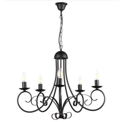 POMPEI LAMPADARIO CLASSICO CON 5 LUCI IN METALLO NERO O BIANCO INVECCHIATO CON LAMPADINE A VISTA CRISTALENSI LIGHT - Cristalensi