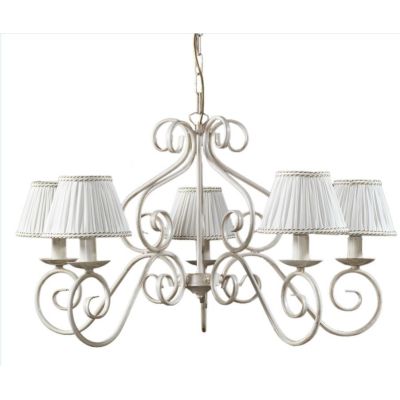 VIVIENNE LAMPADARIO A BRACCI CLASSICO CON PARALUMI IN TESSUTO PLISSE COLORE AVORIO CHIARO CRISTALENSI LIGHT - Cristalensi Shop O