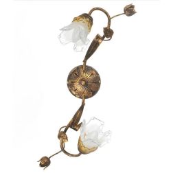 ARIANNA PLAFONIERA 2 LUCI IN METALLO BRONZO SPENNELLATO ORO CON DIFFUSORI IN VETRO SOFFIATO CRISTALENSI LIGHT - Cristalensi Shop