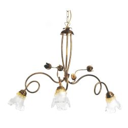 ARIANNA LAMPADARIO CLASSICO 3 LUCI IN METALLO BRONZO CON DIFFUSORI IN VETRO SOFFIATO CRISTALENSI LIGHT - Cristalensi Shop Online