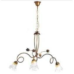 ARIANNA LAMPADARIO CLASSICO 3 LUCI IN METALLO BRONZO CON DIFFUSORI IN VETRO SOFFIATO CRISTALENSI LIGHT - Cristalensi Shop Online 2