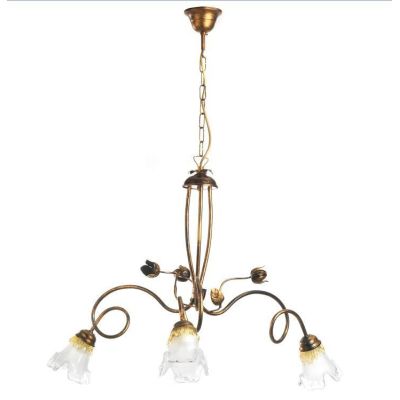 ARIANNA LAMPADARIO CLASSICO 3 LUCI IN METALLO BRONZO CON DIFFUSORI IN VETRO SOFFIATO CRISTALENSI LIGHT - Cristalensi Shop Online