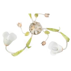 WILMA PLAFONIERA 3 LUCI CLASSICA IN FERRO BATTUTO BIANCO ANTICATO CON PARALUMI IN VETRO BIANCO CRISTALENSI LIGHT - Cristalensi S 2