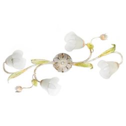 WILMA PLAFONIERA APPLIQUE 4 LUCI IN FERRO BATTUTO BIANCO ANTICATO CON PARALUMI IN VETRO BIANCO CRISTALENSI LIGHT - Cristalensi S 2