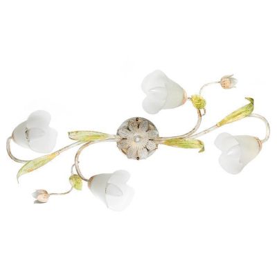 WILMA PLAFONIERA APPLIQUE 4 LUCI IN FERRO BATTUTO BIANCO ANTICATO CON PARALUMI IN VETRO BIANCO CRISTALENSI LIGHT - Cristalensi S