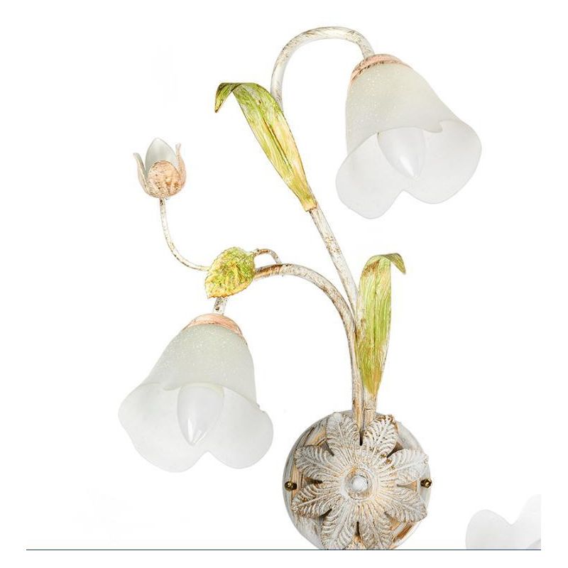 WILMA PLAFONIERA APPLIQUE 4 LUCI IN FERRO BATTUTO BIANCO ANTICATO CON PARALUMI IN VETRO BIANCO CRISTALENSI LIGHT - Cristalensi S