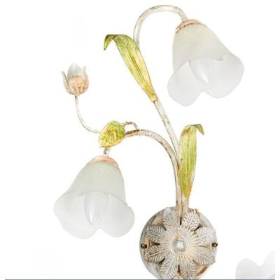 WILMA PLAFONIERA APPLIQUE 4 LUCI IN FERRO BATTUTO BIANCO ANTICATO CON PARALUMI IN VETRO BIANCO CRISTALENSI LIGHT - Cristalensi S