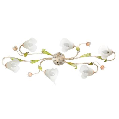 WILMA PLAFONIERA APPLIQUE 6 LUCI IN FERRO BATTUTO BIANCO ANTICATO CON PARALUMI IN VETRO BIANCO CRISTALENSI LIGHT - Cristalensi S