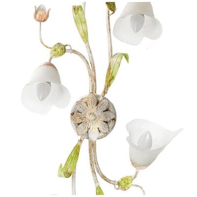 WILMA PLAFONIERA APPLIQUE 6 LUCI IN FERRO BATTUTO BIANCO ANTICATO CON PARALUMI IN VETRO BIANCO CRISTALENSI LIGHT - Cristalensi S