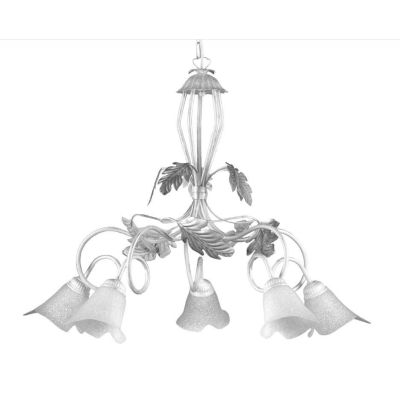 MARILENA LAMPADARIO CLASSICO 5 LUCI METALLO BIANCO/ARGENTO CON PARALUMI IN VETRO CRISTALENSI LIGHT - Cristalensi Shop Online