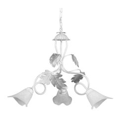 MARILENA LAMPADARIO CLASSICO 3 LUCI METALLO BIANCO/ARGENTO CON PARALUMI IN VETRO CRISTALENSI LIGHT - Cristalensi Shop Online