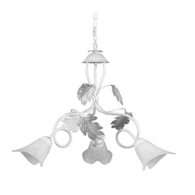 MARILENA LAMPADARIO CLASSICO 3 LUCI METALLO BIANCO/ARGENTO CON PARALUMI IN VETRO CRISTALENSI LIGHT - Cristalensi Shop Online