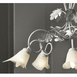 MARILENA LAMPADARIO CLASSICO 3 LUCI METALLO BIANCO/ARGENTO CON PARALUMI IN VETRO CRISTALENSI LIGHT - Cristalensi Shop Online 2