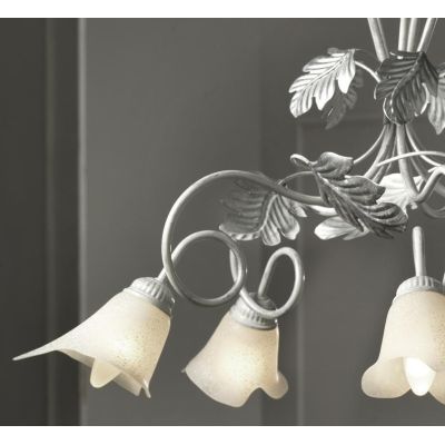 MARILENA LAMPADARIO CLASSICO 3 LUCI METALLO BIANCO/ARGENTO CON PARALUMI IN VETRO CRISTALENSI LIGHT - Cristalensi Shop Online