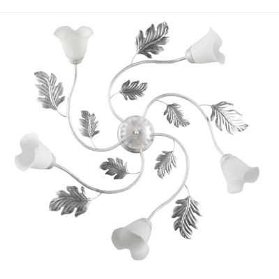 MARILENA PLAFONIERA 5 LUCI CLASSICA IN METALLO BIANCO/ARGENTO CON PARALUMI IN VETRO CRISTALENSI LIGHT - Cristalensi Shop Online