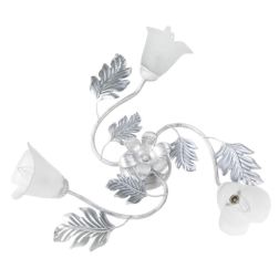 MARILENA PLAFONIERA 3 LUCI CLASSICA IN METALLO BIANCO/ARGENTO CON PARALUMI IN VETRO CRISTALENSI LIGHT - Cristalensi Shop Online