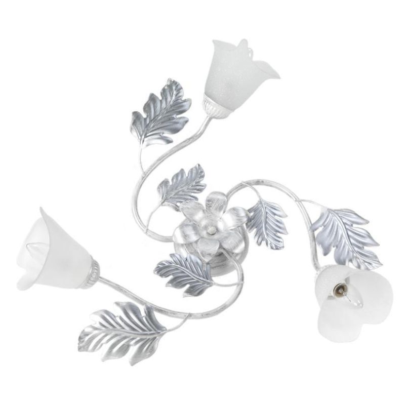 MARILENA PLAFONIERA 3 LUCI CLASSICA IN METALLO BIANCO/ARGENTO CON PARALUMI IN VETRO CRISTALENSI LIGHT - Cristalensi Shop Online