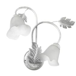 MARILENA APPLIQUE 2 LUCI CLASSICA IN METALLO BIANCO/ARGENTO CON PARALUMI IN VETRO CRISTALENSI LIGHT - Cristalensi Shop Online