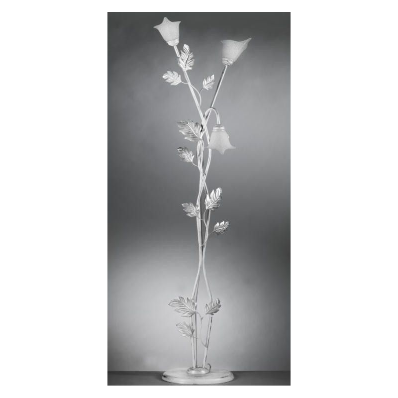 MARILENA PIANTANA 3 LUCI CLASSICA IN METALLO BIANCO/ARGENTO CON PARALUMI IN VETRO CRISTALENSI LIGHT - Cristalensi Shop Online