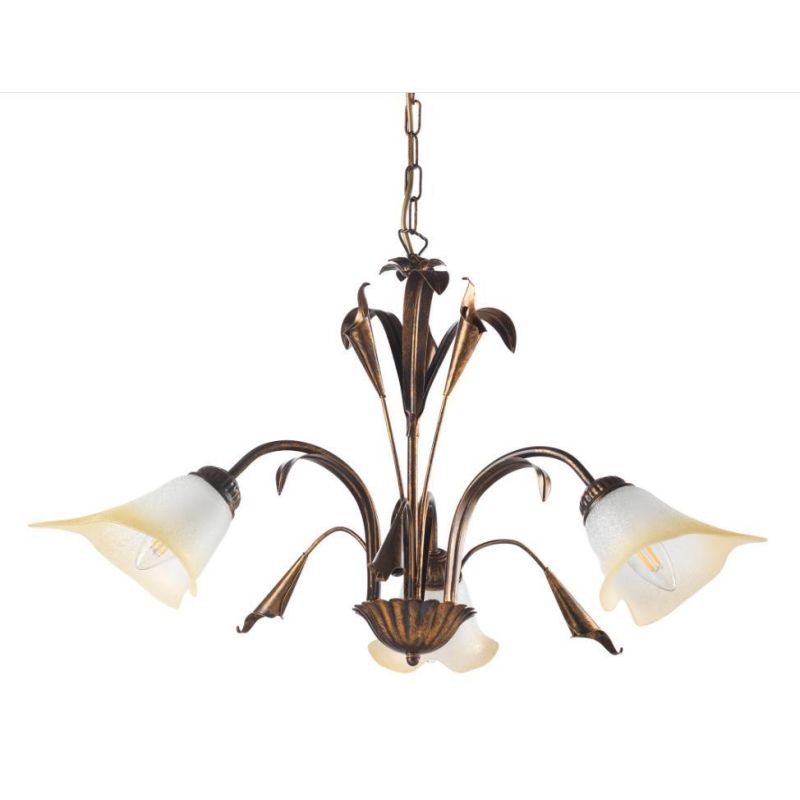 LUCREZIA LAMPADARIO A 3 LUCI CLASSICO FINITURA AVORIO O BRONZO CON PARALUMI IN VETRO SABBIATO CRISTALENSI LIGHT - Cristalensi Sh