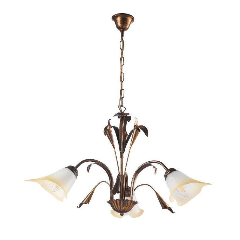 LUCREZIA LAMPADARIO A 3 LUCI CLASSICO FINITURA AVORIO O BRONZO CON PARALUMI IN VETRO SABBIATO CRISTALENSI LIGHT - Cristalensi Sh