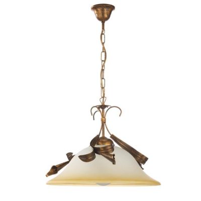 LUCREZIA SOSPENSIONE SINGOLA CLASSICA FINITURA AVORIO O BRONZO CON PARALUME IN VETRO SABBIATO CRISTALENSI LIGHT - Cristalensi Sh