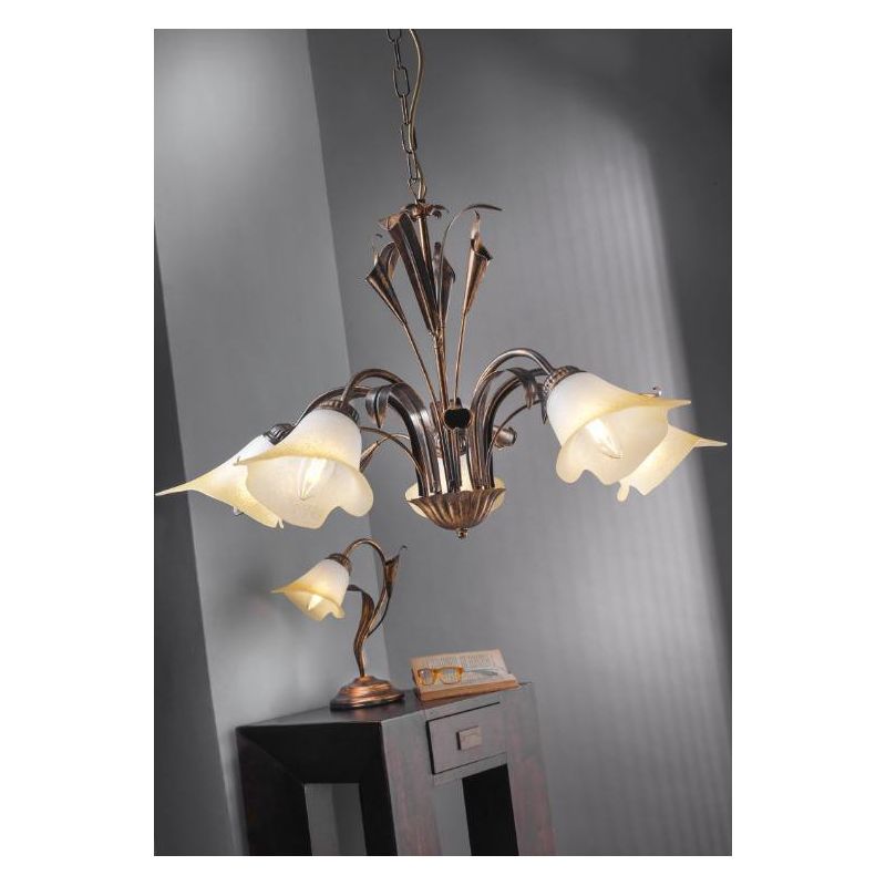 LUCREZIA LUMETTO CLASSICO CON FINITURA AVORIO O BRONZO E PARALUME IN VETRO SABBIATO CRISTALENSI LIGHT - Cristalensi Shop Online