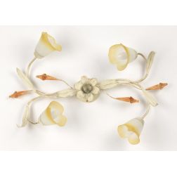 LUCREZIA PLAFONIERA CLASSICA 4 LUCI CON FINITURA AVORIO ANTICO O BRONZO E PARALUMI IN VETRO SABBIATO CRISTALENSI LIGHT - Cristal