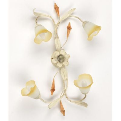 LUCREZIA PLAFONIERA CLASSICA 4 LUCI CON FINITURA AVORIO ANTICO O BRONZO E PARALUMI IN VETRO SABBIATO CRISTALENSI LIGHT - Cristal