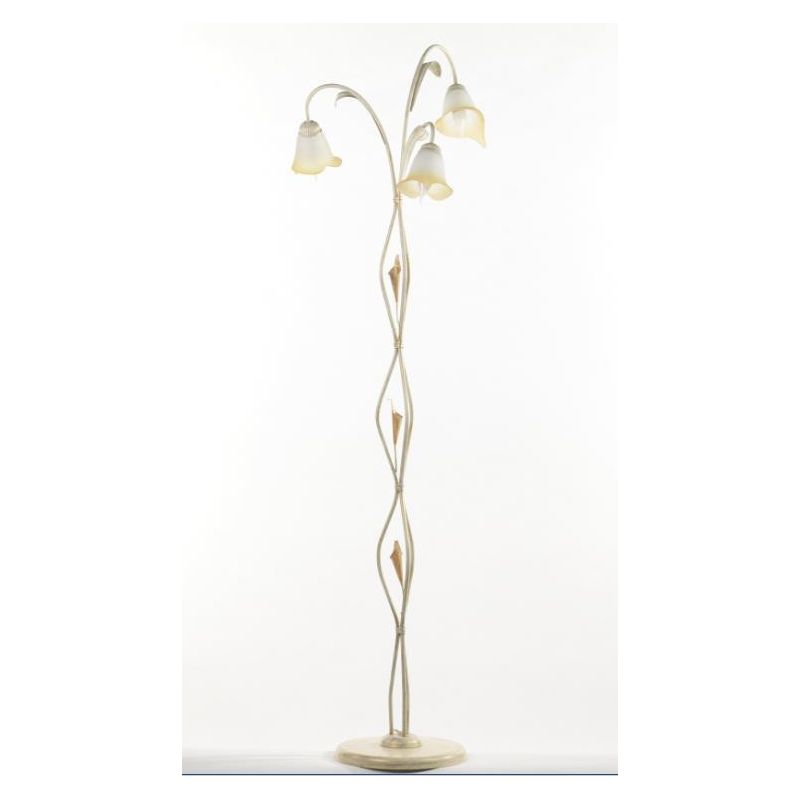 LUCREZIA PIANTANA CLASSICA 3 LUCI CON FINITURA AVORIO ANTICO E PARALUMI IN VETRO SABBIATO CRISTALENSI LIGHT - Cristalensi Shop O