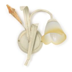 LUCREZIA APPLIQUE CLASSICA 1 LUCE CON FINITURA AVORIO ANTICO E PARALUME IN VETRO SABBIATO CRISTALENSI LIGHT - Cristalensi Shop O