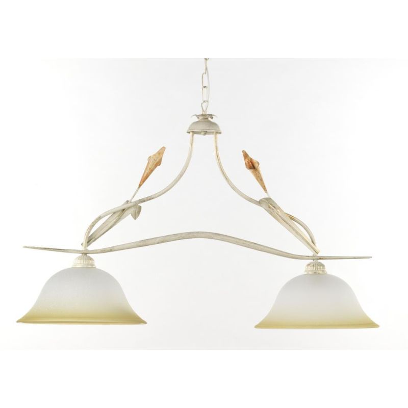 LUCREZIA BILANCIERE CLASSICO 2 LUCI CON FINITURA AVORIO ANTICO E PARALUMI IN VETRO SABBIATO CRISTALENSI LIGHT - Cristalensi Shop