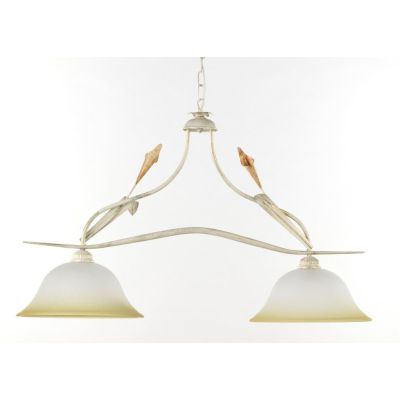 LUCREZIA BILANCIERE CLASSICO 2 LUCI CON FINITURA AVORIO ANTICO E PARALUMI IN VETRO SABBIATO CRISTALENSI LIGHT - Cristalensi Shop