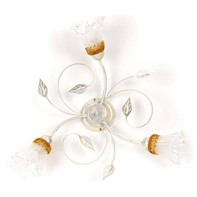 LANCIA PLAFONIERA CLASSICA 3 LUCI IN METALLO BIANCO SPENNELLATO ARGENTO E DIFFUSORI IN VETRO CRISTALENSI LIGHT - Cristalensi Sho