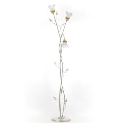 LANCIA PIANTANA CLASSICA 3 LUCI IN METALLO BIANCO SPENNELLATO ARGENTO E DIFFUSORI IN VETRO CRISTALENSI LIGHT - Cristalensi Shop