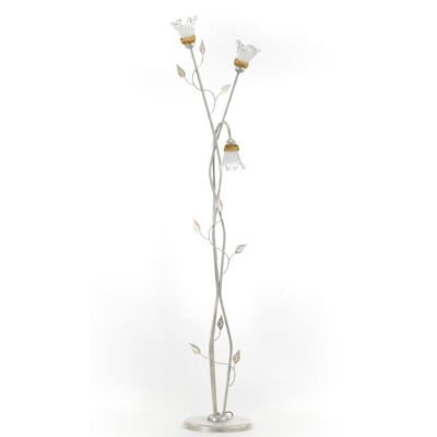 LANCIA PIANTANA CLASSICA 3 LUCI IN METALLO BIANCO SPENNELLATO ARGENTO E DIFFUSORI IN VETRO CRISTALENSI LIGHT - Cristalensi Shop