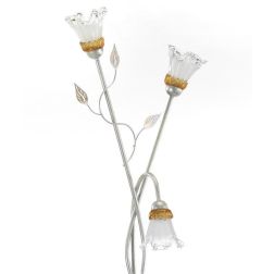 LANCIA PIANTANA CLASSICA 3 LUCI IN METALLO BIANCO SPENNELLATO ARGENTO E DIFFUSORI IN VETRO CRISTALENSI LIGHT - Cristalensi Shop 2