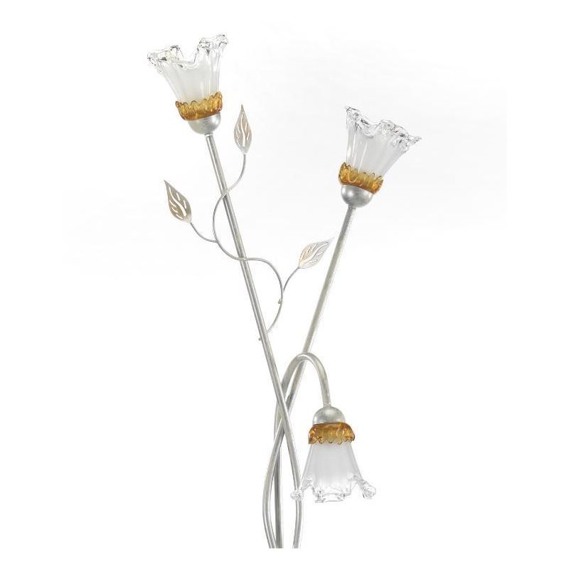 LANCIA PIANTANA CLASSICA 3 LUCI IN METALLO BIANCO SPENNELLATO ARGENTO E DIFFUSORI IN VETRO CRISTALENSI LIGHT - Cristalensi Shop