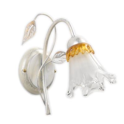 LANCIA APPLIQUE CLASSICA 1 LUCE IN METALLO BIANCO SPENNELLATO ARGENTO E DIFFUSORE IN VETRO CRISTALENSI LIGHT - Cristalensi Shop