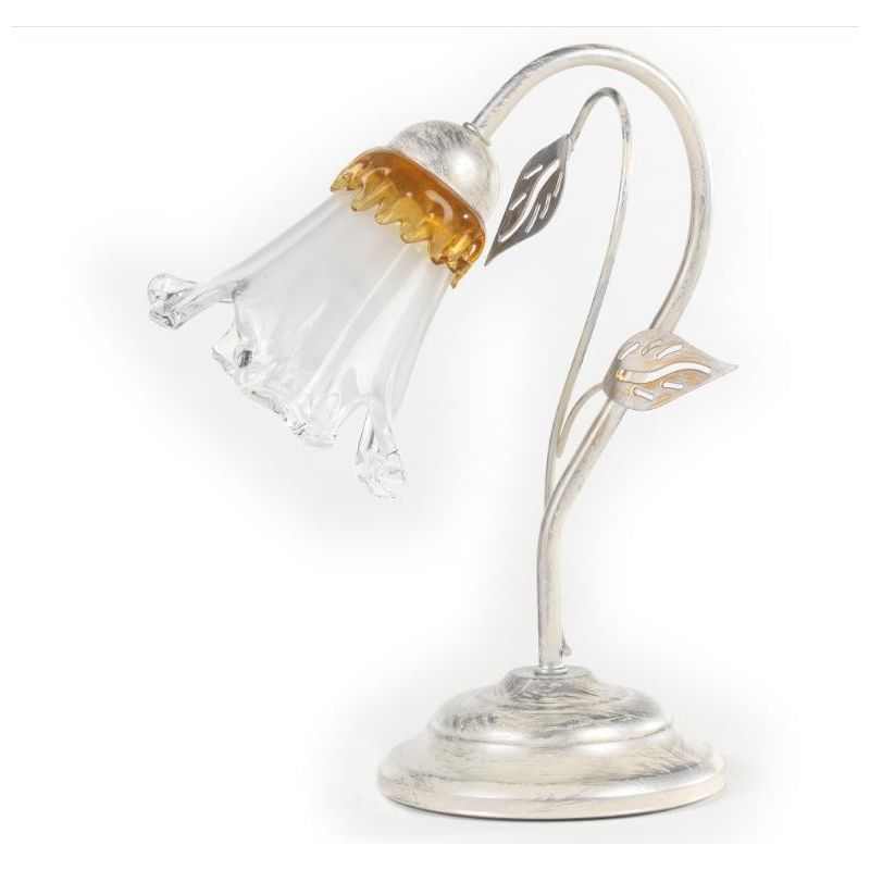 LANCIA LUMETTO CLASSICO IN METALLO BIANCO SPENNELLATO ARGENTO E DIFFUSORE IN VETRO CRISTALENSI LIGHT - Cristalensi Shop Online