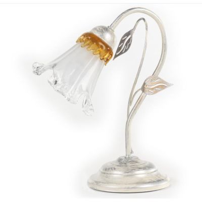 LANCIA LUMETTO CLASSICO IN METALLO BIANCO SPENNELLATO ARGENTO E DIFFUSORE IN VETRO CRISTALENSI LIGHT - Cristalensi Shop Online