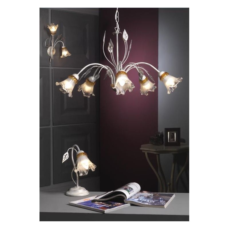 LANCIA LUMETTO CLASSICO IN METALLO BIANCO SPENNELLATO ARGENTO E DIFFUSORE IN VETRO CRISTALENSI LIGHT - Cristalensi Shop Online